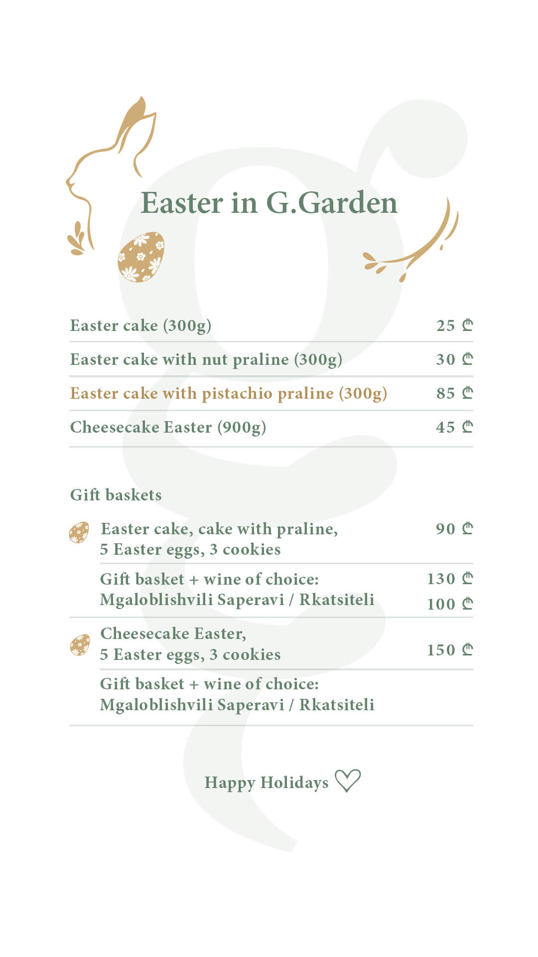 G.garden Restaurant Batumi EASTER